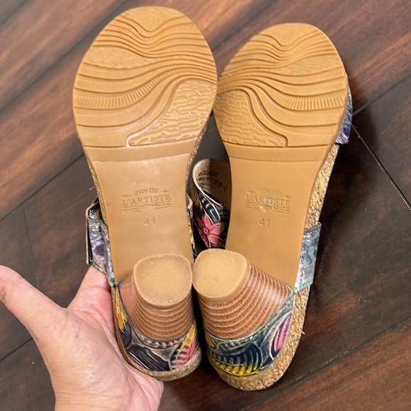 Spring Step L'Artiste Women's Agalla Leather Sandals size 41 Floral Boho Artsy - Picture 7 of 13